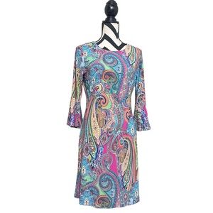 NWT Tommy Hilfiger Jaipur Matte Paisley Print Resort Summer Bell-Sleeve Dress
